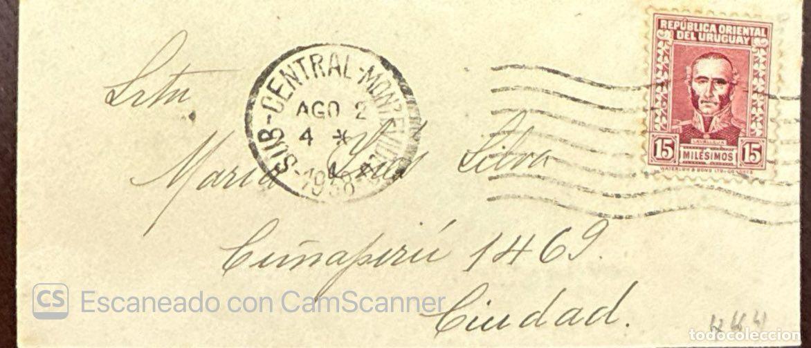 Sellos: MI) 1938 URUGUAY, COVER CIRCULATED DOMESTICALLY, FEATURING A PORTRAIT OF THE URUGUAYAN NATIONAL HERO