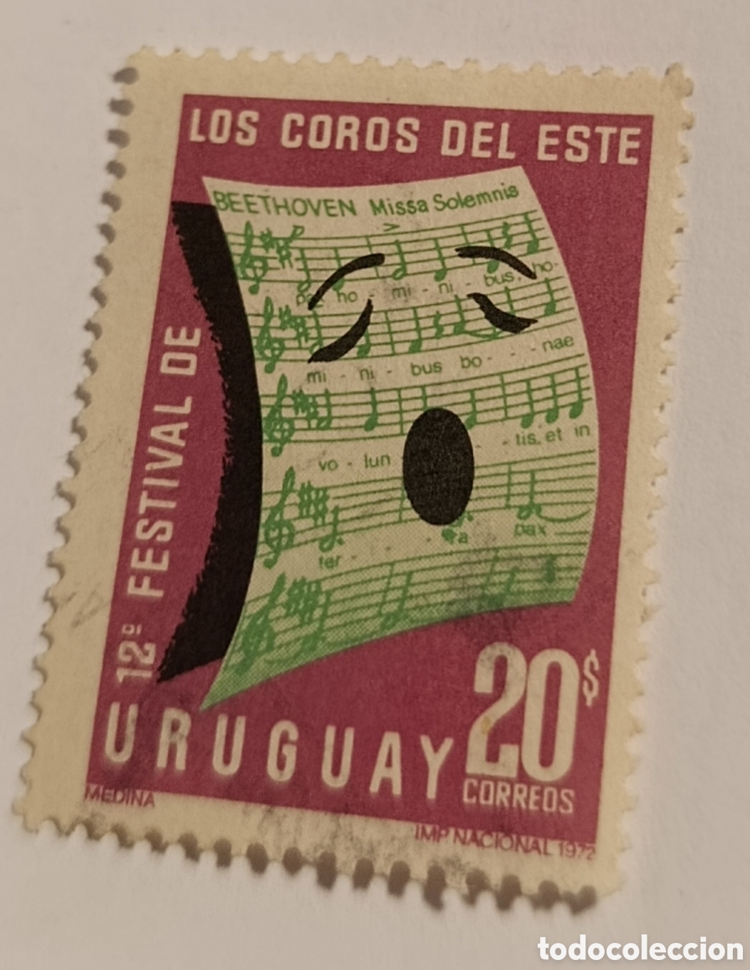 Sellos: URUGUAY sello los coros del este festival 1972 m&uacute;sica