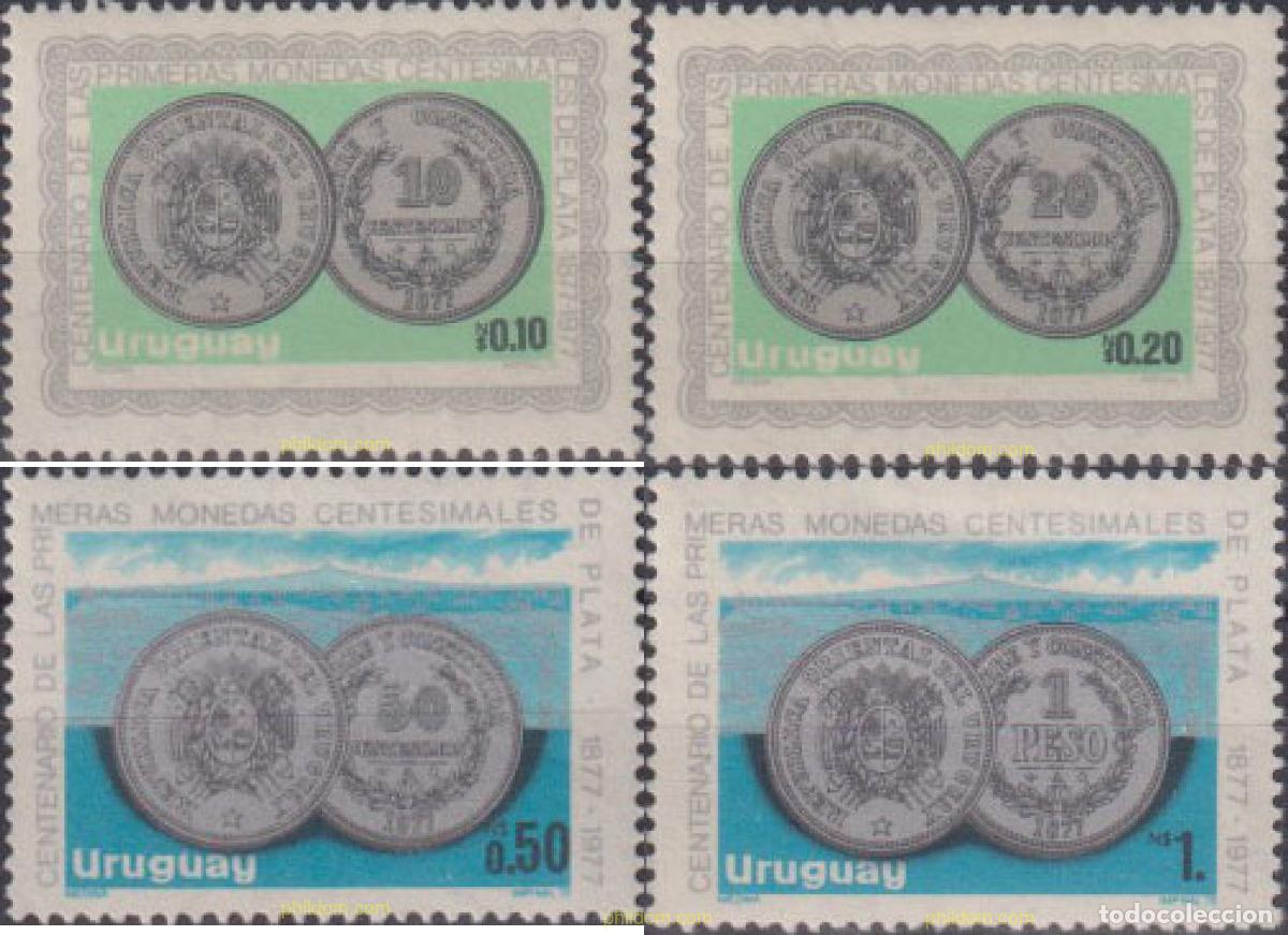 Sellos: 618833 MNH URUGUAY 1979 CENTENARIO DE LAS PRIMERAS MONEDAS CENTESIMALES DE PLATA