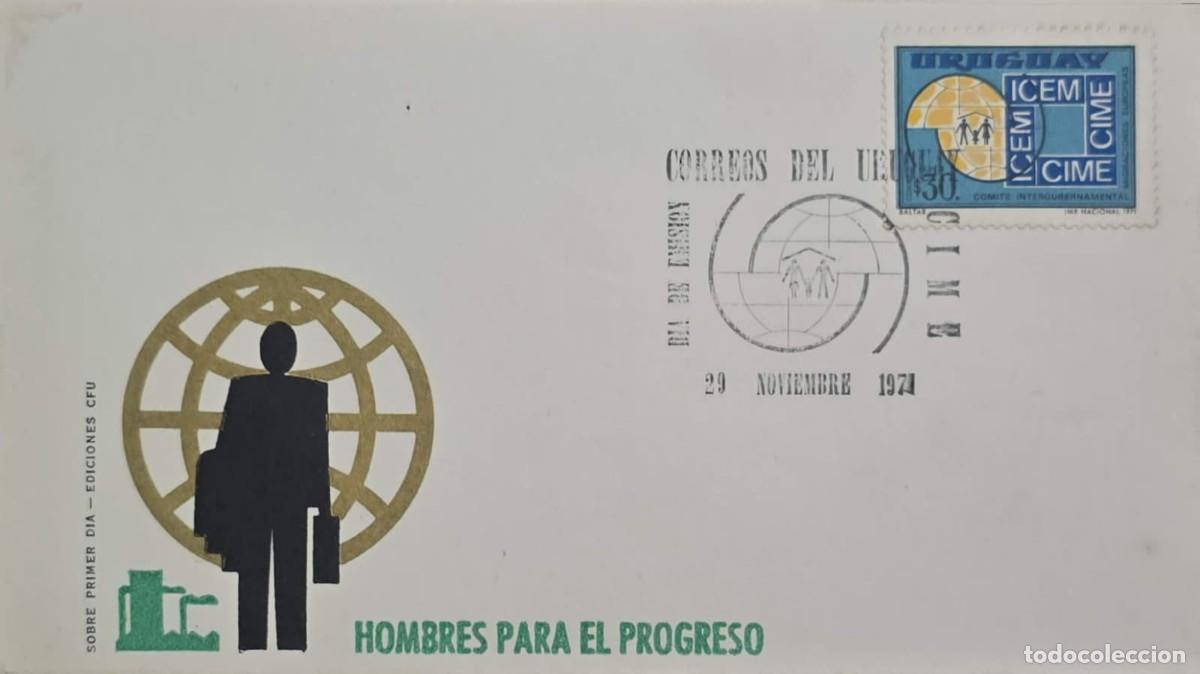 Sellos: TS) 1971 URUGUAY, FDC, AIRMAIL,20TH ANNIVERSARY OF THE INTERGOVERNMENTAL COMMITTEE FOR EUROPEAN MIGR