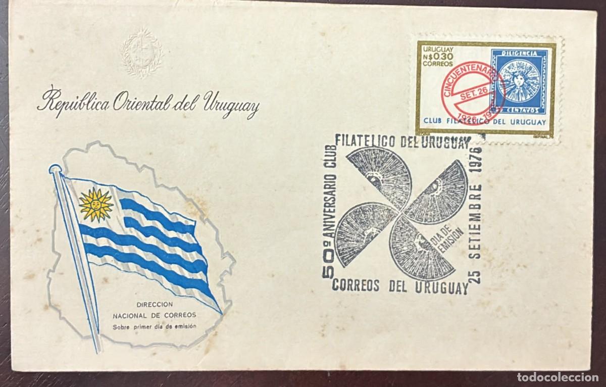 Sellos: TS)1976, URUGUAY, FIRST DAY COVER COMMEMORATING THE &rdquo;50TH ANNIVERSARY OF THE PHILATELIC CLUB OF URUG