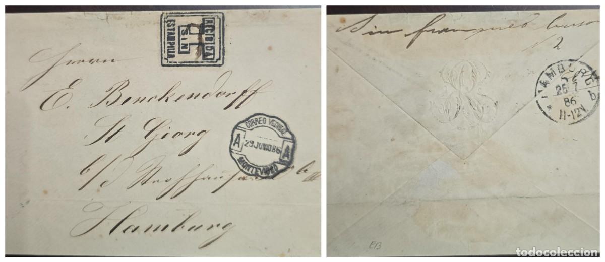 Sellos: O) 1886 URUGUAY, RECEIVED WITHOUT STAMP, WITHOUT POSTAGE - RECIBIDA SIN ESTAMPILLA, CORREO VECINAL,