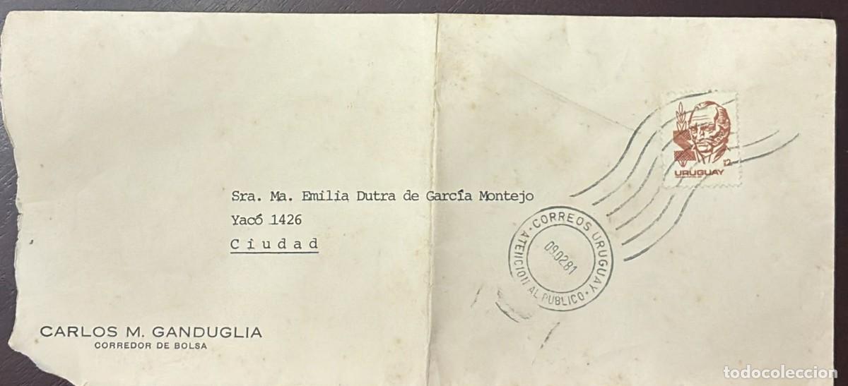 Sellos: TS) 1981 URUGUAY, CANCELLATION STAMP, COVER CIRCULATED IN MONTEVIDEO,WITH GENERAL JOSE GERVASIO ARTI