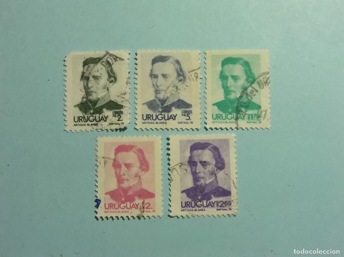 Sellos: URUGUAY - JOS&Eacute; GERVASIO ARTIGAS - 5 VALORES.