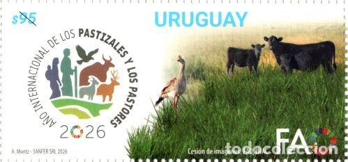Sellos: 1921 URUGUAY 2026-A&ntilde;o internacional de los pastizales y los pastores TT: Fauna,Ganado, Aves,Ciervos