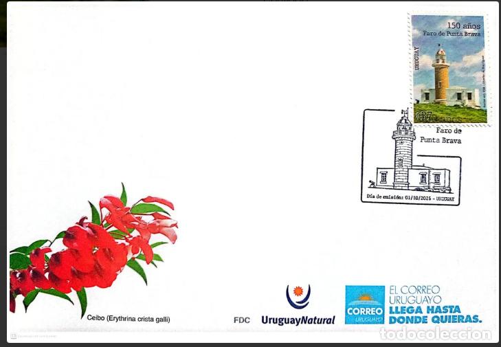 Sellos: 1922a URUGUAY 2026-En FDC-150 A&ntilde;os Faro de Punta Brava TT: Faros