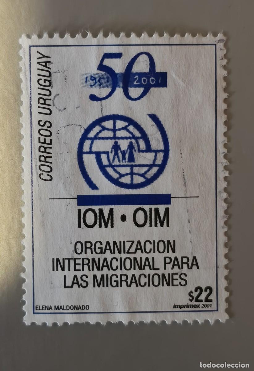 Francobolli: SELLO USADO URUGUAY 2001 50 ANIVERSARIO DE LA ORGANIZACION INTERNACIONAL PARA LAS MIGRACIONES