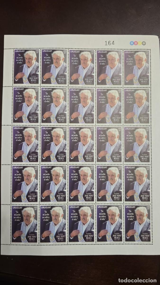 Timbres: O) 2026 URUGUAY, JOSE PEPE MUJICA, PRESIDENT OF THE REPUBLIC, SHEET BY 25 STAMPS MNH