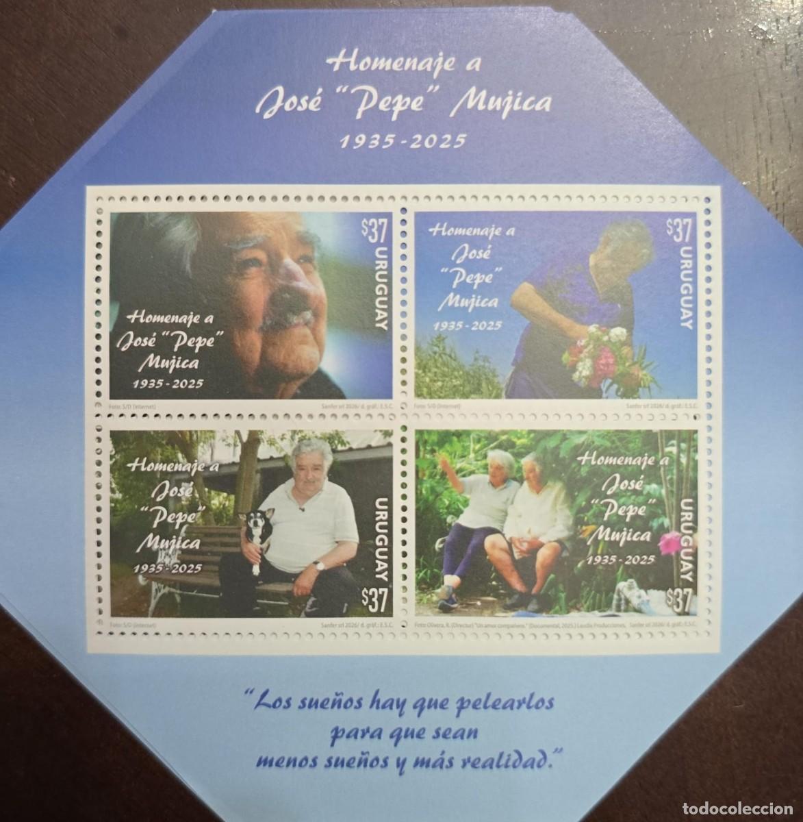 Briefmarken: O) 2026 URUGUAY, JOSE PEPE MUJICA, PRESIDENT OF THE REPUBLIC, SHEET MNH