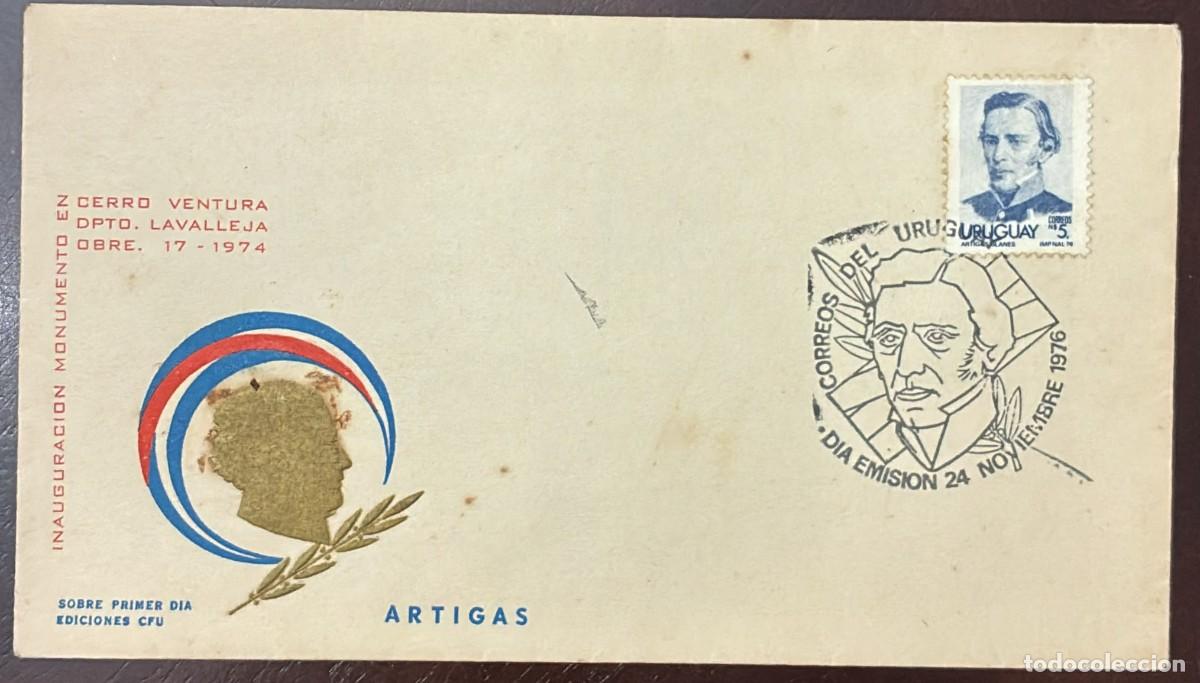 Sellos: TS.) 1976, URUGUAY, COMMEMORATIVE FIRST-DAY COVER, PRE-PRINTED WITH A CIRCULAR PATRIOTIC DESIGN FEAT