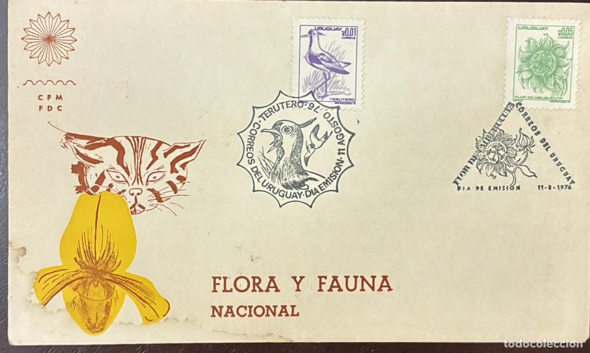 Sellos: TS.) 1976 URUGUAY, FIRST DAY COVER FEATURING PRE-PRINTED ILLUSTRATIONS OF VARIOUS NATIVE FAUNA AND F