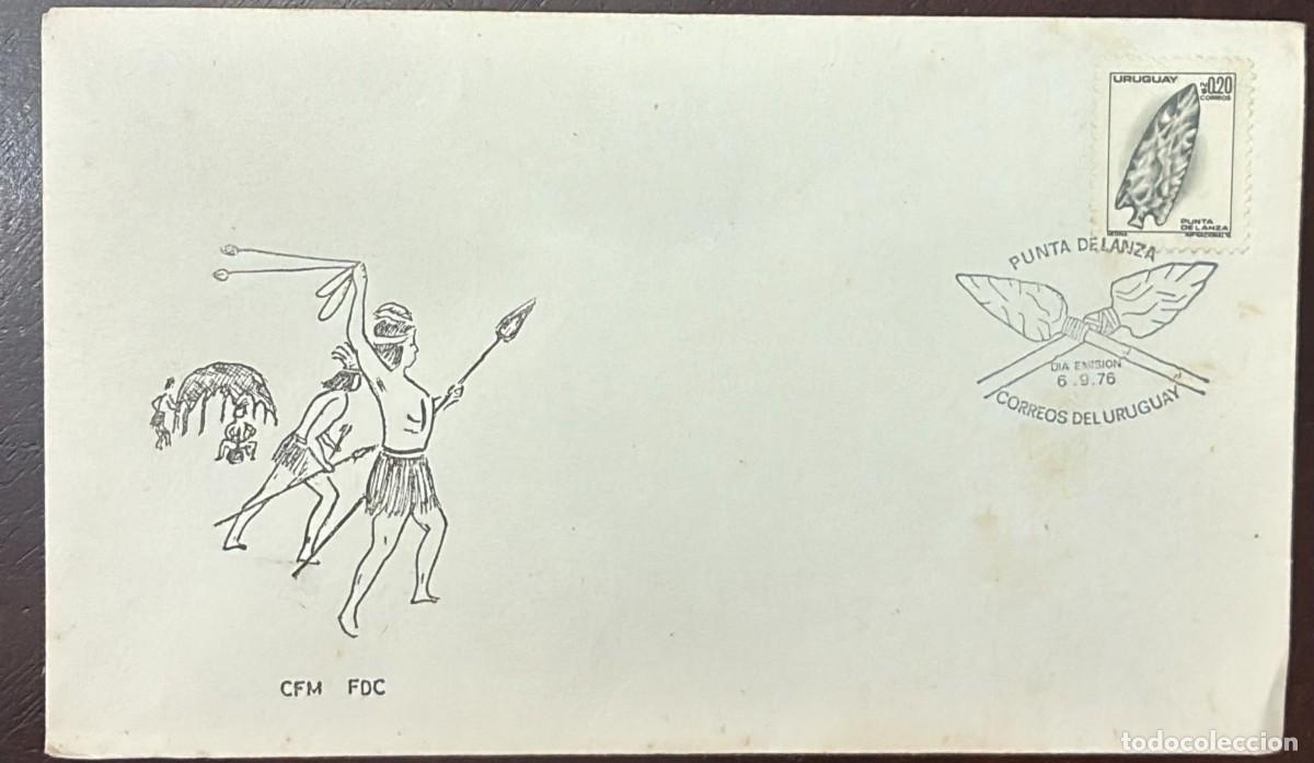 Stamps: TS.) 1976, URUGUAY, FIRST DAY COVER, PRE-PRINTED WITH &rdquo;SPEARHEAD&rdquo; ARCHAEOLOGICAL THEME, &rdquo;SPEARHEAD&rdquo;