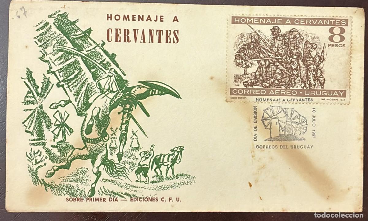 Selos: TS.) 1967, URUGUAY, FIRST DAY COVER, AIRMAIL, HONORING THE CELEBRATED SPANISH WRITER MIGUEL DE CERVA