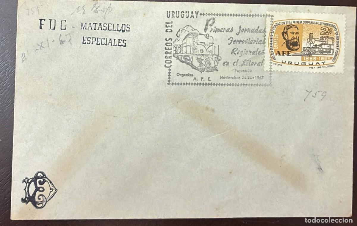 Stamps: TS.) 1967, URUGUAY, FIRST DAY COVER COMMEMORATING THE COUNTRY'S RAILWAY HISTORY, &rdquo;CENTENARY OF THE U