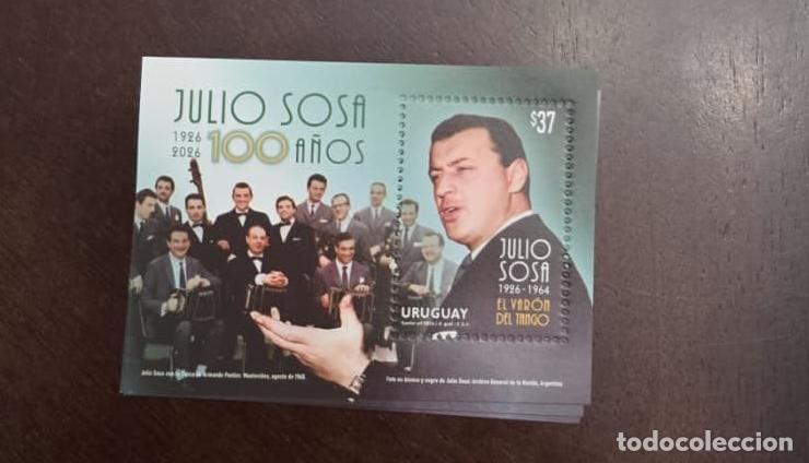 Selos: O) 2026 URUGUAY, SINGER JULIO SOSA 1926-1964, ACCORDION MUSICAL INSTRUMENT, SOUVENIR MNH