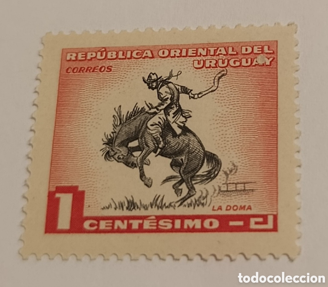 Sellos: URUGUAY sello la doma gaucho 1954