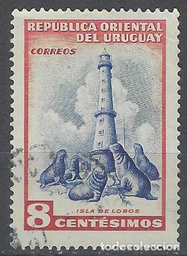 Sellos: URUGUAY 1954 - FARO DE LA ISLA DE LOS LOBOS - USADO