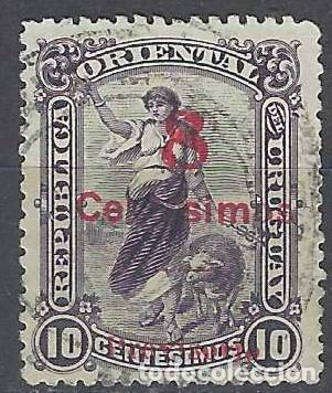 Sellos: URUGUAY 1909 - PASTORA, SELLO DE 1900 SOBRECARGADO - USADO