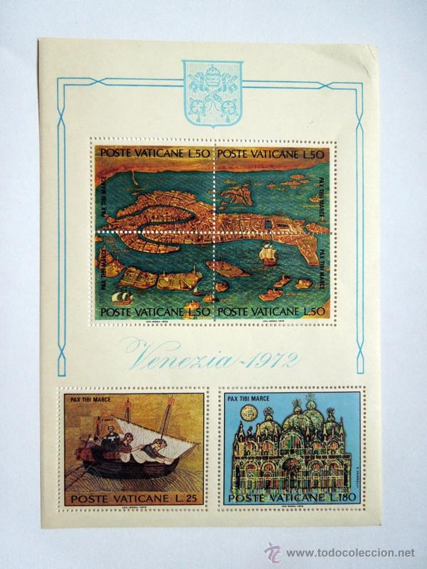 Sellos: Poste Vaticano 1972 - Venezia. Hoja completa con tres sellos - Foto 2 - 39357910