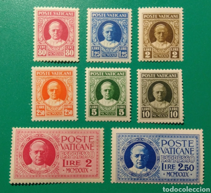 Sellos: Vaticano 1929. Yvert 26/38* + Esp. 1/2*. - Foto 1