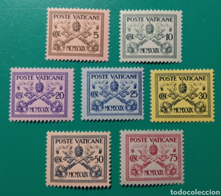 Sellos: Vaticano 1929. Yvert 26/38* + Esp. 1/2*. - Foto 2