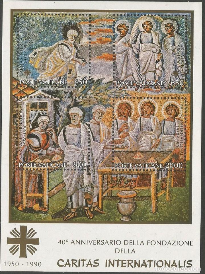 Sellos: VATICANO - 40&ordm; ANIVERSARIO DE CARITAS INTERNACIONALES - HOJA NUEVA 1990 - MNH