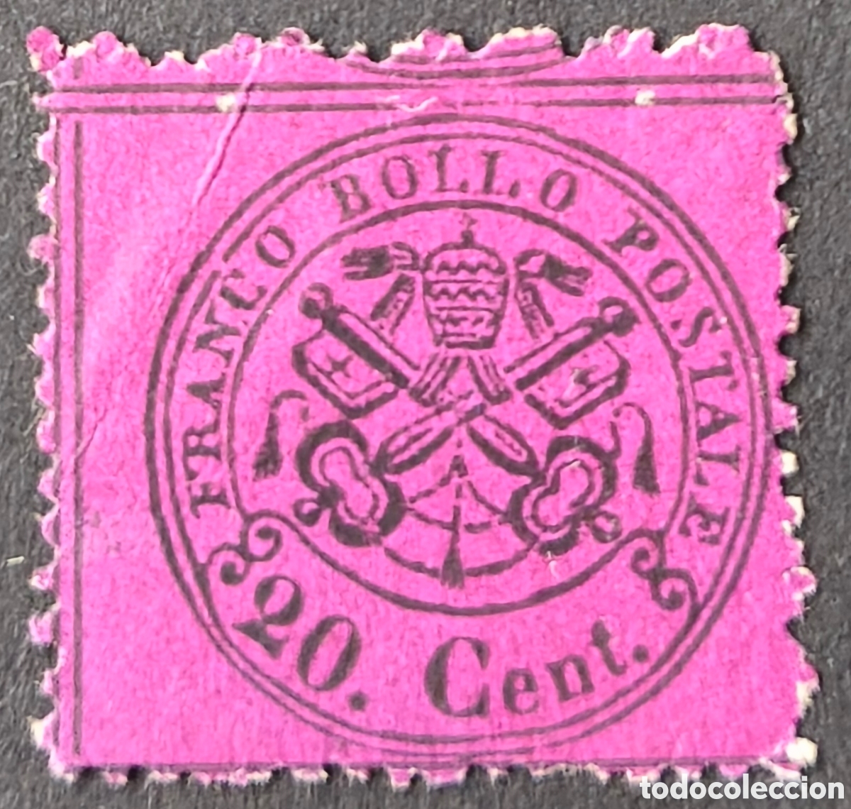 Sellos: Estados pontificios. 1868. 20 centesimo - Foto 1