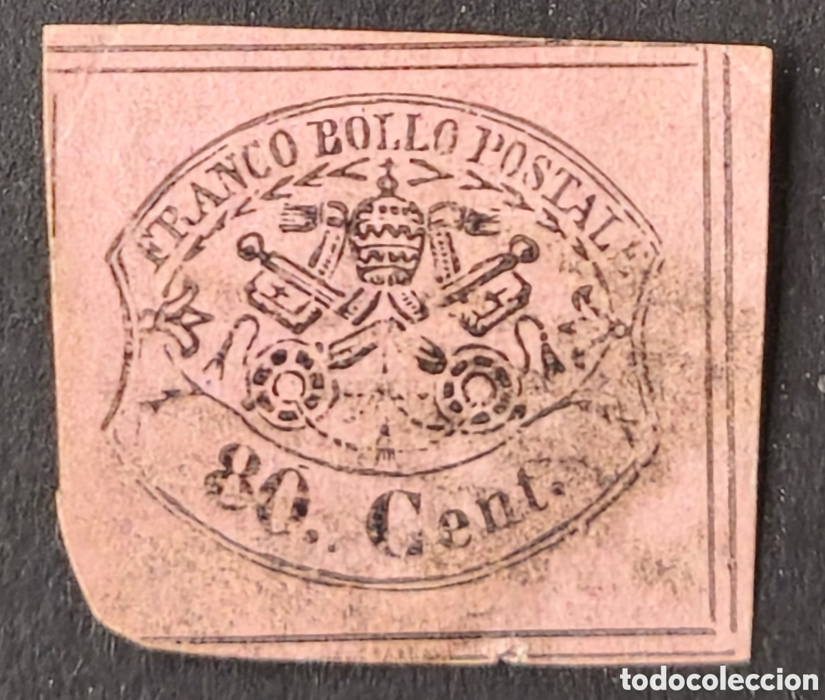 Sellos: Estados pontificios. 1867. 80 centesimi - Foto 1