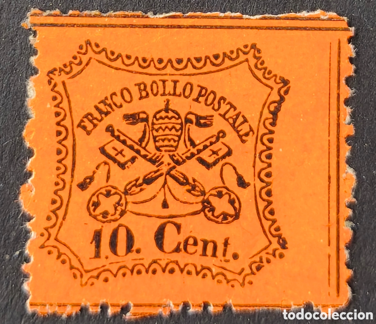 Sellos: Estados pontificios. 1868. 10 centesimi - Foto 1