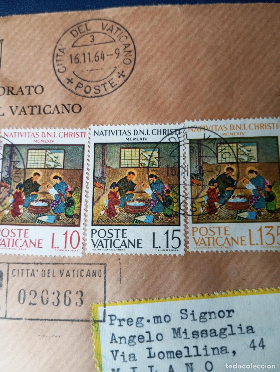 Sellos: CIUDAD DEL VATICANO, CERTIFICADO A MILAN 1964 - Foto 3