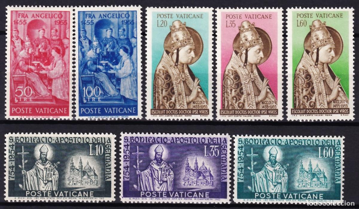 Sellos: Vaticano, 1955 Y&T. 210 / 212, 213 / 214, 215 / 217 /**/, [SIN FIJASELLOS.]