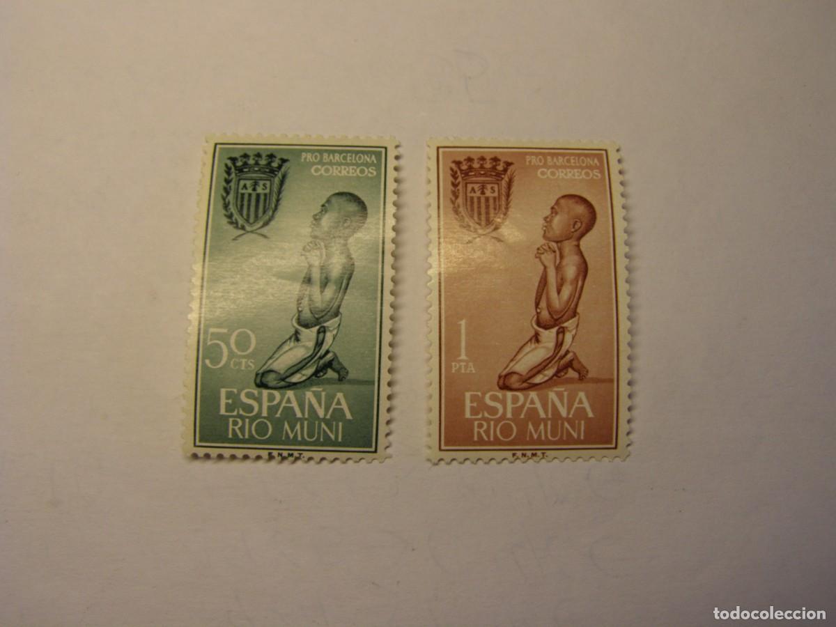 Sellos: Sellos de Espa&ntilde;a, colonia de Rio Muni, pro Barcelona.