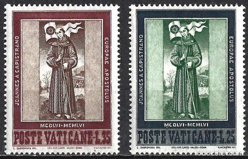 Sellos: Vaticano 1956 - Mi 261 y 262 - YT 232 y 233 - San Juan de Capistrano, pintura de Cola - MNH**