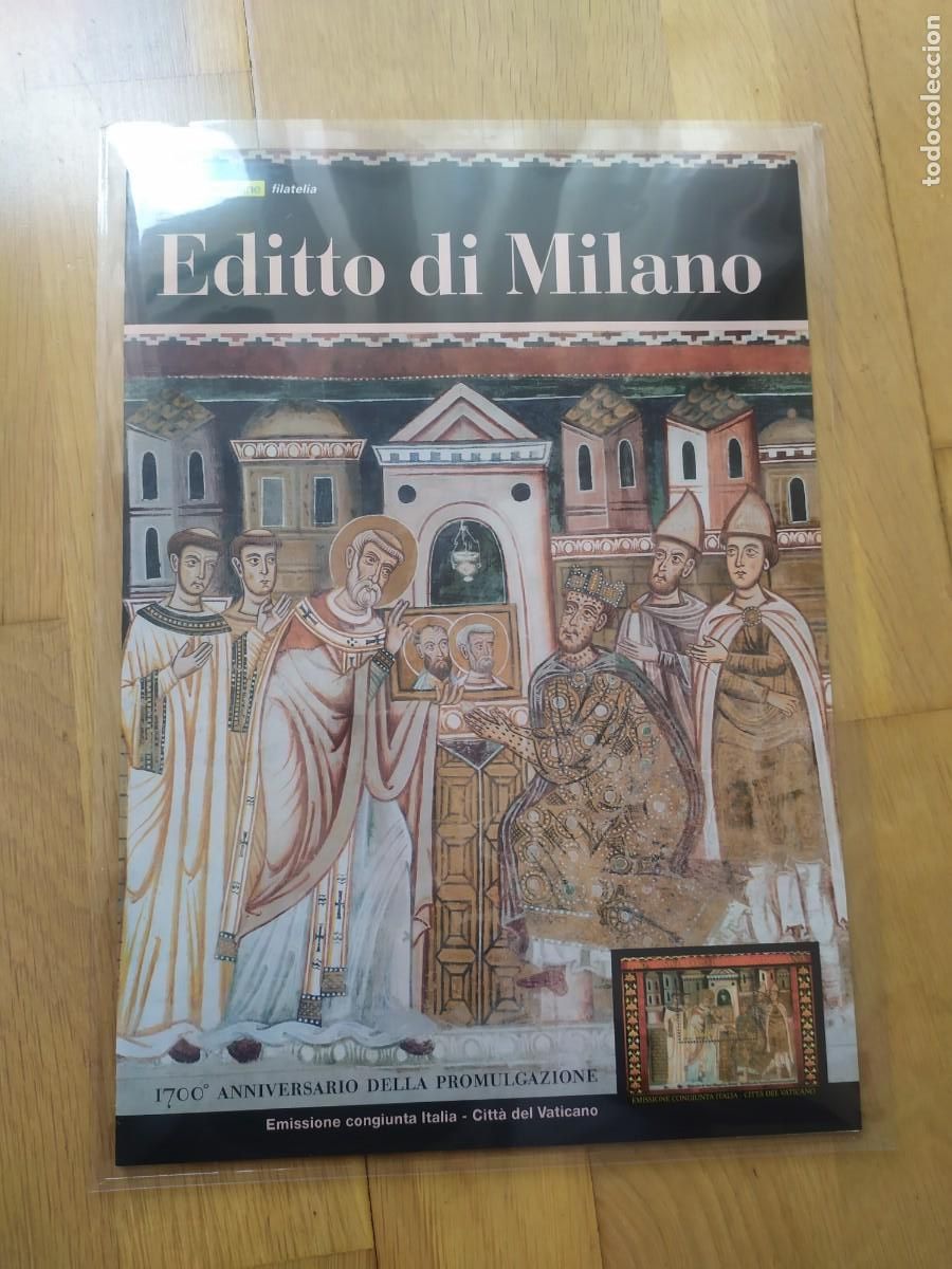 Sellos: CARPETA FOLDER FILATELICO ITALIA-VATICANO. 2012. 1700 ANIVERSARIO DEL EDICTO DE MILAN.