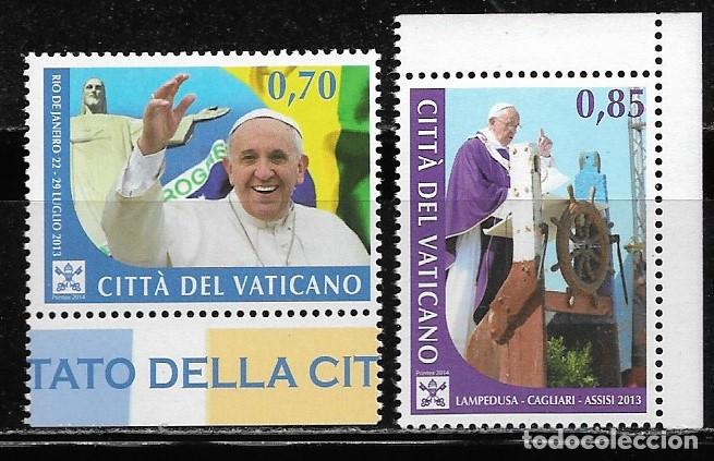 Sellos: VATICANO 2014, Ivert 1676/77 - VIAJES DEL PAPA FRANCISCO POR EL MUNDO EN 2013. MNH.