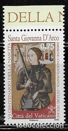 Sellos: VATICANO 2012, Ivert 1591 - 600&ordm; Aniversario del Nacimiento de Juana de Arco. MNH.