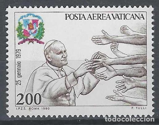 Sellos: CIUDAD DEL VATICANO 1980 - VIAJES DEL PAPA, A&Eacute;REO, REP. DOMINICANA - MNH**