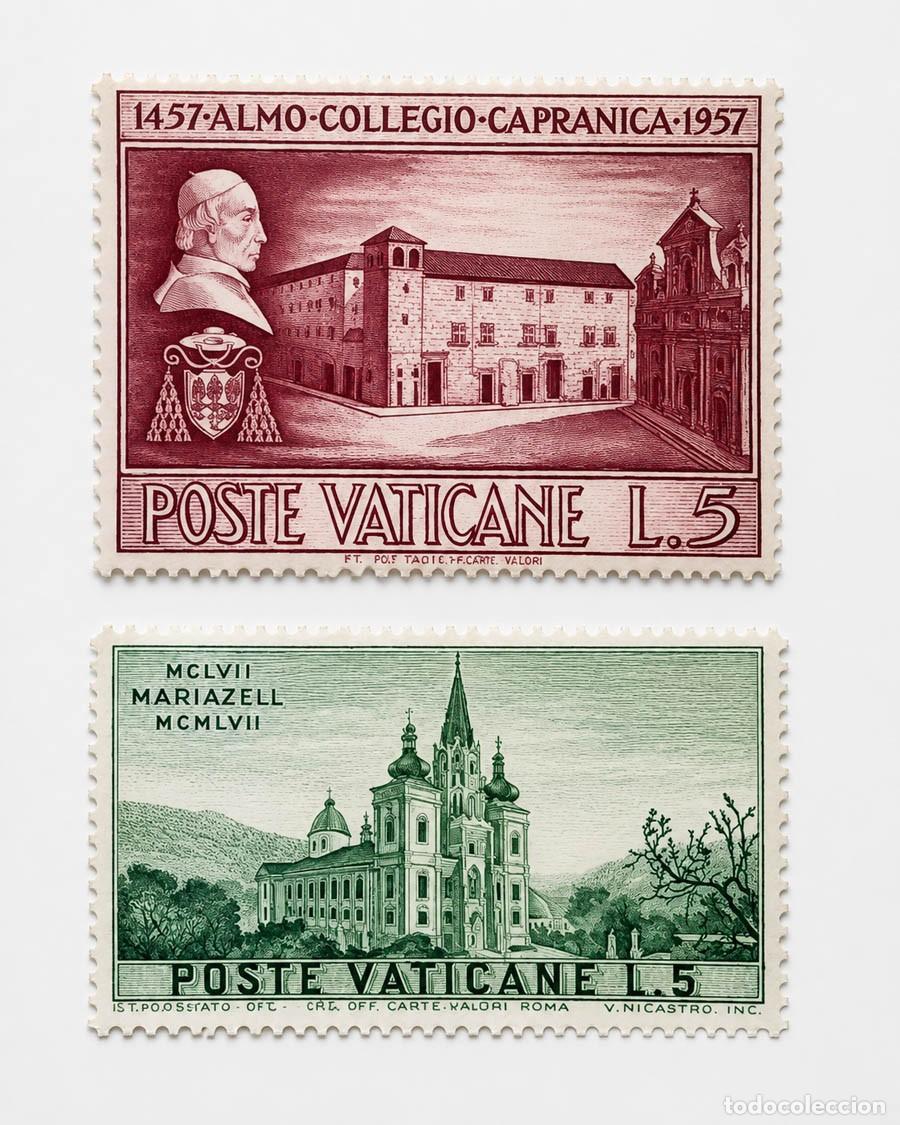 Sellos: Ciudad del Vaticano 1957 sellos MNH ** el verde con muy leve se&ntilde;al de fijasellos