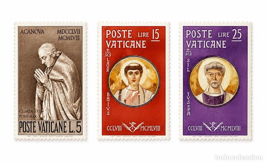 Sellos: Ciudad del Vaticano 1957 sellos MNH ** el izquierdo con leve se&ntilde;al de fijasellos