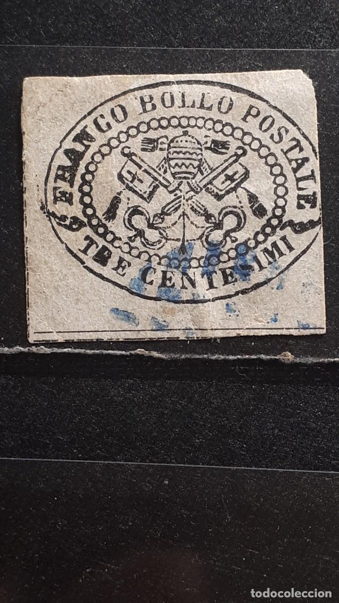 Sellos: ESTADOS PONTIFICIOS. &deg;. A&Ntilde;O 1867. &deg;. YVERT 13. Impresi&oacute;n posterior.