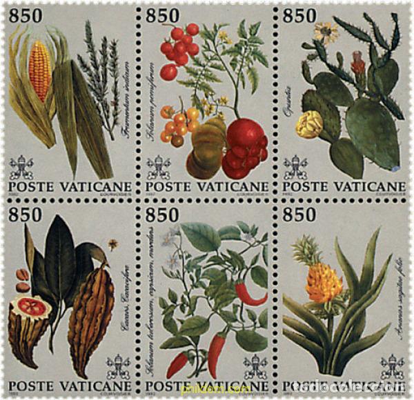 Sellos: 4641 MNH VATICANO 1992 FLORES Y FRUTOS DE NUEVO MUNDO