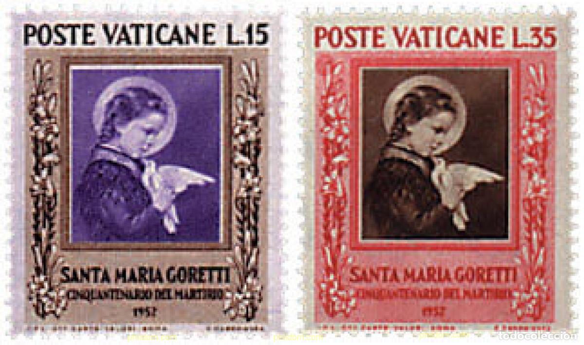 Sellos: 31808 MNH VATICANO 1953 50 ANIVERSARIO DEL MARTIRIO DE SANTA MARIA GORETTI