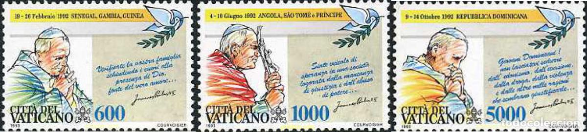 Sellos: 117074 MNH VATICANO 1993 VIAJES DEL PAPA JUAN PABLO II