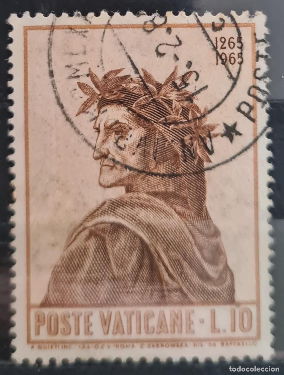 Francobolli: Sello usado del Vaticano 1965: VII Centenraio del nacimiento de Dante Alighieri