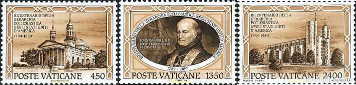 Sellos: 117005 MNH VATICANO 1989 BICENTENARIO DE LA JERARQUIA ECLESIASTICA DE LOS ESTADOS UNIDOS