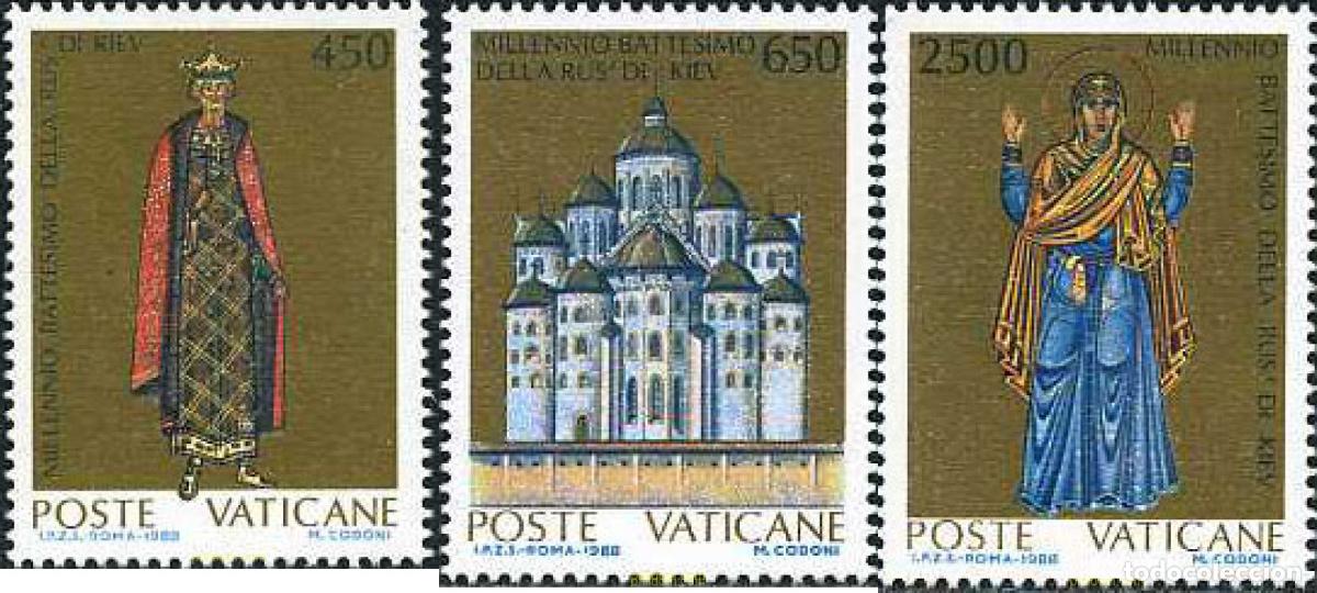 Sellos: 116987 MNH VATICANO 1988 MILENIO DEL BAUTISMO DE LA RUSIA DE KIEV