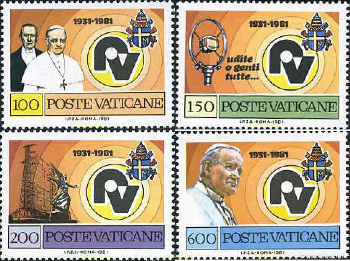 Sellos: 116904 MNH VATICANO 1981 50 ANIVERSARIO DE LA FUNDACION DE RADIO VATICANO