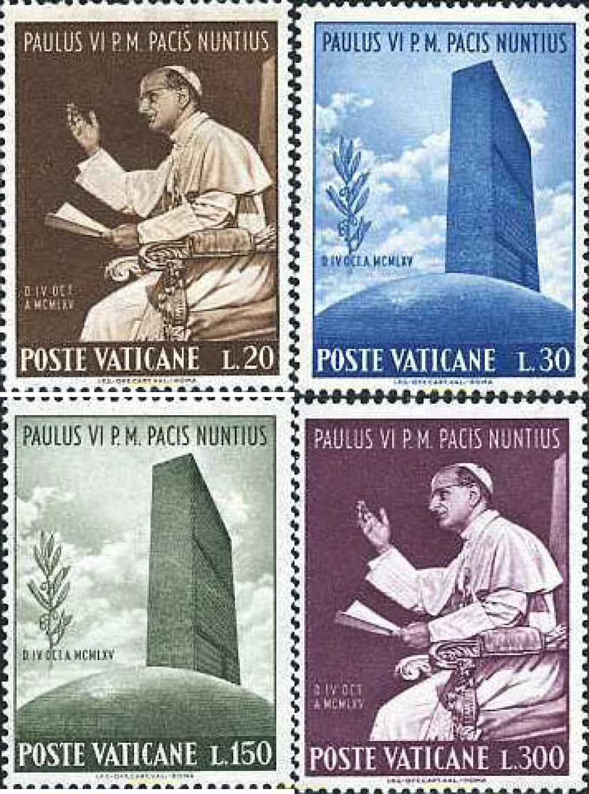 Sellos: 116248 MNH VATICANO 1965 VISITA DE SS EL PAPA PABLO VI A LA ONU