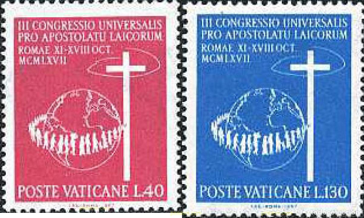 Sellos: 116296 MNH VATICANO 1967 3 CONGRESO UNIVERSAL PARA EL APOSTOLADO DE LAICOS EN ROMA