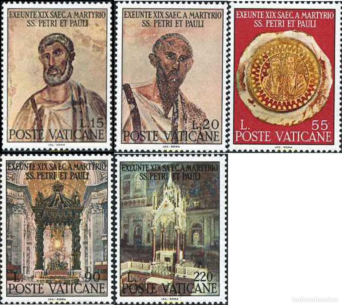 Sellos: 116284 MNH VATICANO 1967 19 CENTENARIO DE LA MUERTE DE SAN PEDRO Y SAN PABLO